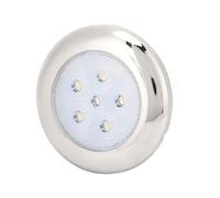 RASTKY 12v LED RV Plafond Dôme Light étanche, Lumière Bleue Blanche pour Le Yacht pour Bateaux à Carapace, 6 Perles à LED, IP65 étanche, Anneau en Acier Inoxydable 316, Installation