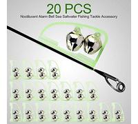 RASTKY 20 Pièces Cloche D'alarme de Pêche Noctilucent Durable pour la Pêche de Nuit, Accessoire de Canne en Plastique Robuste pour Les Amateurs de, 5 X 3,2 Cm, Convient à la Plupart des Cannes à
