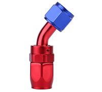 RASTKY Aluminium anodisé Rouge et Bleu AN8 Adaptateur de Raccord Pivotant d'extrémité de Tuyau de Carburant, Poli, adapté au Tube de Carburant, au Refroidisseur D'huile, etc., AN8 avec (45°)