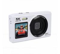 RASTKY Appareil Photo Numérique 5K 80MP Zoom 18X Caméra CCD Double écran Caméra de Autofocus avec WiFi pour la Documentation Photographique et la Diffusion en Direct (White)