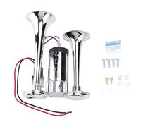 RASTKY Avertisseur électrique à Air 12V 600dB Double Trompette, pour | Trompettes en Zinc chromé, Double tonalité 450Hz, Pompe et Relais Intégrés, Faisceau de Câbles Inclus, Compatible avec