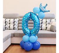 RASTKY Ballon de Fête Couleur Vive 32 Pouces, Style Numérique, en Aluminium, pour Décoration de Mariage (Numéro bleu 0)