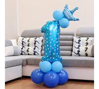 RASTKY Ballon de Fête Couleur Vive 32 Pouces, Style Numérique, en Aluminium, pour Décoration de Mariage (Numéro bleu 1)