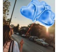 RASTKY Ballons en Forme de Cœur en Aluminium, 10 Pièces, Décorations de Fête d'anniversaire, de Mariage, Ballon d'amour Romantique (BLUE)