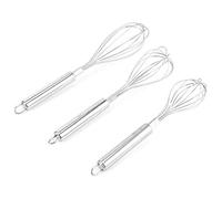 RASTKY Batteur à œufs Manuel en Acier Inoxydable, Mousseur à Lait pour un Mélange Rapide de Mousse en Pâtisserie, Ensemble de 3 Pièces pour les Amateurs de Cuisine, Tailles 25 Cm/27 Cm/29