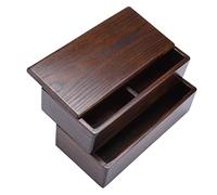 RASTKY Boîte à Lunch Double Couche en Bois Naturel - Récipient Alimentaire Rectangulaire Sushi, et Pique-nique - Transporteur de Nourriture PortableÉcole, Bureau et Utilisation