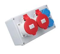 RASTKY Boîte de Distribution D'alimentation Robuste en ABS CEE avec Câblage Flexible, Idéale pour les Jardins, les Garages, les Salles de Bains et les Chantiers, 2 Prises UE 250 V 16 A 2 32 A 5P