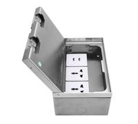 RASTKY Boîte de Prise de Courant Encastrée au Sol 16A 4000W avec 2 Prises 2 Ports USB, Installation Intégrée pour Bureaux, Hôtels, Acier Inoxydable