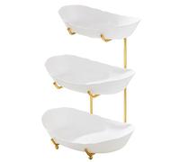 RASTKY Bol à Fruits élégant en Acrylique à 3 Niveaux pour Présentoir de Comptoir de Cuisine, Parfait pour les Buffets de Mariage, Plateau de Service Peu Encombrant pour les Collations, les Desserts