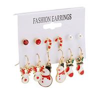 RASTKY Boucles D'oreilles de Noël sur le Thème de Noël Festif, Lot de 6 Paires en Alliage pour Peaux Sensibles, Bijoux de pour Petite Amie, Sœur, Amie, Accessoires de Fête du Nouvel An
