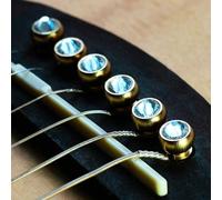 RASTKY Broches de Pont de Guitare en Laiton avec Décor de Points en Verre 6 Pièces Broches de Pont de Guitare Fabriquées en Laiton Instrument de Musique de Acoustique de en Bleu Plus Brillantes