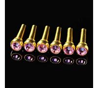 RASTKY Broches de Pont de Guitare en Laiton avec Décor de Points en Verre 6 Pièces Broches de Pont de Guitare Fabriquées en Laiton Instrument de Musique de Acoustique de en Bleu Plus Brillantes (PINK)