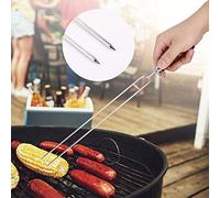 RASTKY Brochettes de Fourchette de Barbecue Tranchantes en Acier Inoxydable pour Rôtir la Viande, 6 Brochettes en Forme de U avec 2 Brosses à Huile en Silicone pour Barbecue, Réunion de Famille