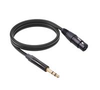 RASTKY Câble Audio Stéréo TRS 6,35 Mâle vers XLR Femelle, Cordon Double Blindage, Prise en Charge de L'alimentation 48 V, Câble de Raccordement D'interconnexion équilibré pour Microphones, 1,8 M,