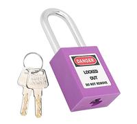 RASTKY Cadenas de sécurité Industrielle de Verrouillage de 38mm, Plastique Isolant, Nylon PA, Acier pour énergie électrique, énergie Nucléaire, Faisceau de Verrouillage Antidérapant (PURPLE)