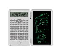 RASTKY Calculatrice Mathématique avec Bloc-Notes 240 Fonctions Écran LCD 2 Lignes Calculatrice Financière Pliable pour Collège et Lycée Blanc (White)
