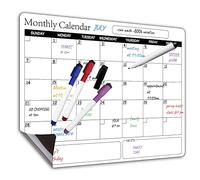 RASTKY Calendrier de Réfrigérateur à Tableau Blanc Magnétique Réinscriptible pour les Familles organisées ; Tableau de Planification Mensuel de PET pour la Maison, le bureau ; Aimant en Caoutchouc