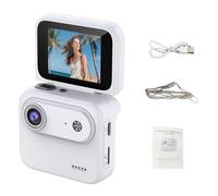 RASTKY Caméra d'action Sportive 4K, Caméra d'action pour Enfants avec Objectif Grand Angle 143°, écran Rabattable de 2 Pouces, Technologie de Stabilisation, Batterie de 6 Heures, (White)