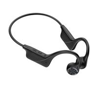 RASTKY Casque sans Fil BT 5.0 à Conduction Osseuse, Crochet d'oreille Indolore, Appels Mains Libres, Batterie Rouge 180mAh pour la Course à Pied et Le Patinage (Black)