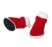 RASTKY Chaussures Chaudes de Noël en Coton pour Animaux de Compagnie, Bottes de Neige Antidérapantes pour Chiens et Chats, 5 Tailles pour la Saison de Noël, 4 Pièces (4)
