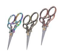 RASTKY Ciseaux de Tailleur Antiques avec Poignée Ergonomique pour les Amateurs de Coupe de beauté et de Couture Acier Inoxydable Alliage de Zinc Bronze + Laiton + Couleur Ti 3 Pièces