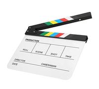 RASTKY Clap en Acrylique 30x25CM, Son Professionnel pour Réalisateur de Film, Outil de Photographie pour Fête, Tableau Blanc à Rayures Jaunes (Tableau Blanc à Bandes de Couleurs (PAV1CWE3))