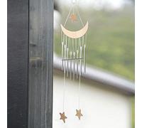 RASTKY Cloche à Vent de Fenêtre, Ornement de Maison élégant, Carillons éoliens D'extérieur pour Atmosphère Dynamique, 25,6 Pouces, Couleur Rouge/Naturelle (Bois Naturel)