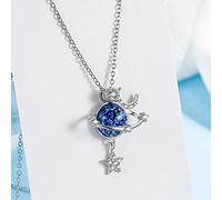 RASTKY Collier Exclusif Planète étoile avec Zircone AAA +, Design Unique étoile Lune Entourant Pendentif Bijoux Cadeau pour Fille Petite-fille, Collier en Alliage de Longueur Réglable pour Femmes