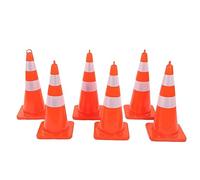 RASTKY Cônes de Signalisation Réfléchissants Résistants aux Intempéries pour le Stationnement, le Camping, 6 Cônes de sécurité Routière à Base Carrée, Matériau en PVC Rouge, Adaptés au Personnel (28