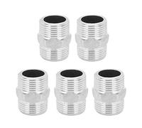 RASTKY Connecteur de Mamelon Hexagonal Mâle en Acier Inoxydable pour le Chauffage de L'eau, le Matériel, le Gaz -5 Pièces pour Plombier, Matériau en Acier