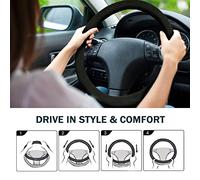 RASTKY Couvre-volant Chauffant Automatique en Daim Noir, Chauffage Rapide pour la Plupart des Voitures, Camions, SUV, Protection Thermique des Mains