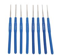 RASTKY Crochets Ergonomiques Bleu Traitement de Polissage Fin Ensemble D'aiguilles à Tricoter en Acier Inoxydable pour le Tissage de Dentelle, Fabrication Soignée 8 Pièces