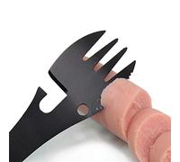 RASTKY Cuillère Fourchette Multifonctionnelle Ouvre-Bouteille Outil de Cuisine pour la Cuisine en Plein Air Camping Cadeau pour Amis et Parents, 18 Cm Noir (BLACK)
