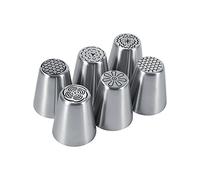 RASTKY Douilles de Tuyauterie de Glaçage de Gâteau de Fleur en Acier Inoxydable 6 Pièces Outils de Cuisson de Bricolage pour Décorer les Conseils de Pâtisserie, Parfaits pour les Cupcakes et les
