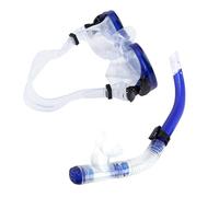 RASTKY Ensemble combiné de Tuba en Silicone pour Adultes, Masque de Plongée en Verre trempé, Tube Respiratoire Semi-Sec en PVC (Blue)