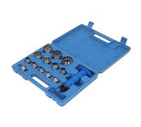 RASTKY Ensemble de 13 Poinçons Creux Robustes avec Poignée pour le Travail du Cuir, Matériau en Acier, Parfait pour Perforer des Trous dans le Cuir, le Plastique, le Caoutchouc, Boîte Bleue pour le