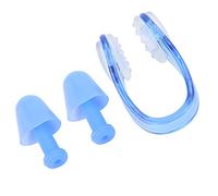 RASTKY Ensemble de Bouchons d'oreilles étanches, Pince-Nez, en Silicone Souple, PC pour la Natation, la Plongée, la Lecture, la Construction D'avions, Bleu Vert (Blue)