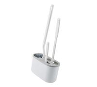 RASTKY Ensemble de Brosses de Toilette à Poils Souples, Nettoyeur de Salle de Bains à Long Manche, Kit de Suspension Murale pour la Maison et Le Bureau, en Plastique et Silicone (White)