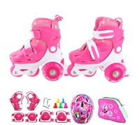 RASTKY Ensemble de Chaussures de Patinage Flash pour Débutants, Casque, Barrière de Protection des Coudes et des Genoux, Patins à roulettes Portables, Sport Pattern S pour 27-30 (#5)