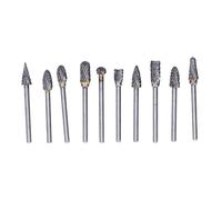 RASTKY Ensemble de Limes Rotatives en Carbure de Tungstène 10 Pièces, Kit de Tête de Meuleuse Haute efficacité pour le Travail du Bois avec Boîte en Plastique pour un Rangement et un Transport