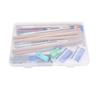 RASTKY Ensemble de Porte-mines Professionnel pour Croquis, Dessin, Art, Boîte à Outils pour Artistes, étudiants - Tilleul/acier Inoxydable - 6 Crayons en Bois, 6 Porte-mines en Métal, 8 Boîtes de