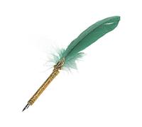 RASTKY Ensemble de Stylos à Plume Gravés en Alliage de Zinc élégant avec Pointe Plate pour Calligraphie de Style Vintage pour les Couples et les Enseignants, Comprend 5 Plumes et une Bouteille (GREEN)