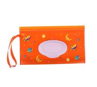 RASTKY Ensemble de Supports Distributeurs de Lingettes Humides Réutilisables Portables pour Parents, Sacs de Lingettes en Plastique EVA pour Voyage, 9,6" X 5,6" en Blanc et Orange, 2 Pièces (Couleur