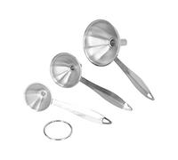 RASTKY Ensemble D'Entonnoirs Durables en Acier Inoxydable, 3 Mini Entonnoirs de Cuisine pour Huile, Vinaigre, Vin, épices, Tiges étroites pour un Remplissage Fuite, Conception de Canal D'aération,