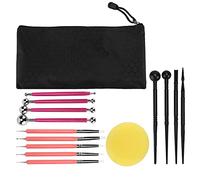 RASTKY Ensemble D'outils de Sculpture en Argile Polymère 15 Pièces Kit de Sculpture de Modélisation Efficace pour L'artisanat avec un Stylo Foret en Silicone pour le Coiffage, le Lissage, la Coupe,