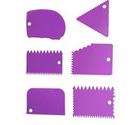 RASTKY Ensemble D'outils Décoratifs Plus Lisses pour Gâteaux Fondants, 6 Pièces, Grattoir à Crème Triangulaire en Demi-cercle Trapézoïdal en Dents de Scie Violet