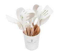 RASTKY Ensemble D'Ustensiles de Cuisine en Silicone, Spatule Tournante Résistante à la Chaleur, Cuillère Fouet pour Ustensiles de Cuisine Antiadhésifs avec Poignées en Bois pour Gadgets de