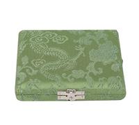 RASTKY Étui Compact en Tissu de Soie en Bois, Boîte de Rangement pour Porte-Anches, 6 Anches de Hautbois, Accessoire de Protection pour Musiciens, Bleu/Marron/Vert/Rouge/Jaune (Green)