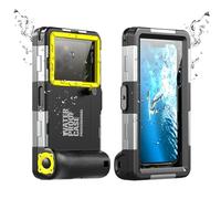 RASTKY Étui de Téléphone Universel pour Plongée Profonde, Trous D'aération Transparents, Grande Fenêtre pour Plongée en Apnée sous-Marine, étui étanche pour sous-Marin, TPE + PC + Verre Orange