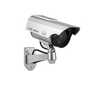 RASTKY Fausse Caméra de sécurité Intérieure et Extérieure avec Lumière Clignotante, Caméra de Surveillance Simulée Réaliste pour la Maison et Les Affaires, Fausse, Plastiques D'ingénierie Argentés